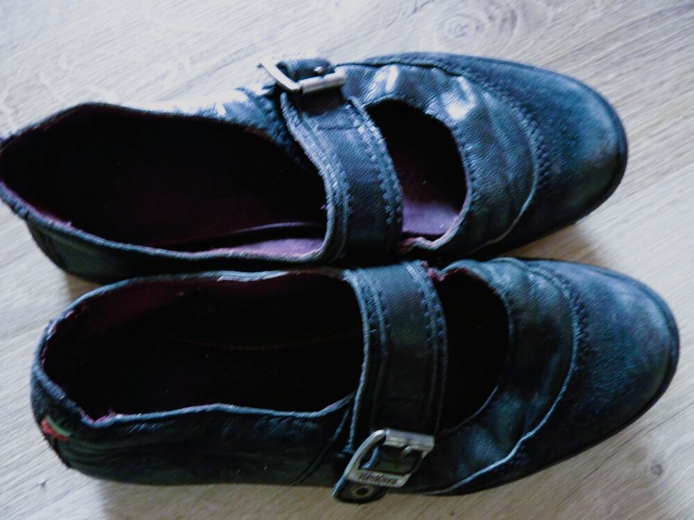 Ballerine Fille Kickers 33 chaussure cuir noir TBE Chaussures
