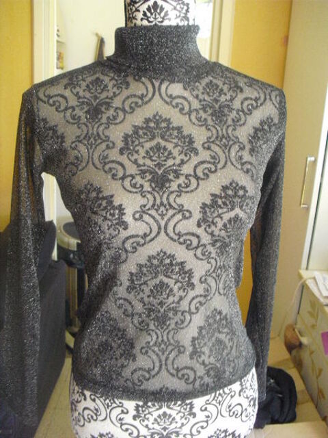 sous pull col roul� transparent paillet� noir et argent� 3 Lyon 5 (69)