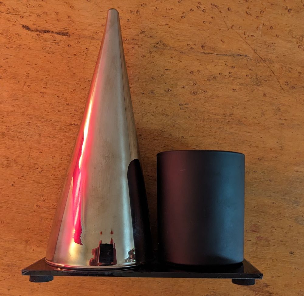 Lampe design en verre de bureau chrome or et noir avec flamm Décoration