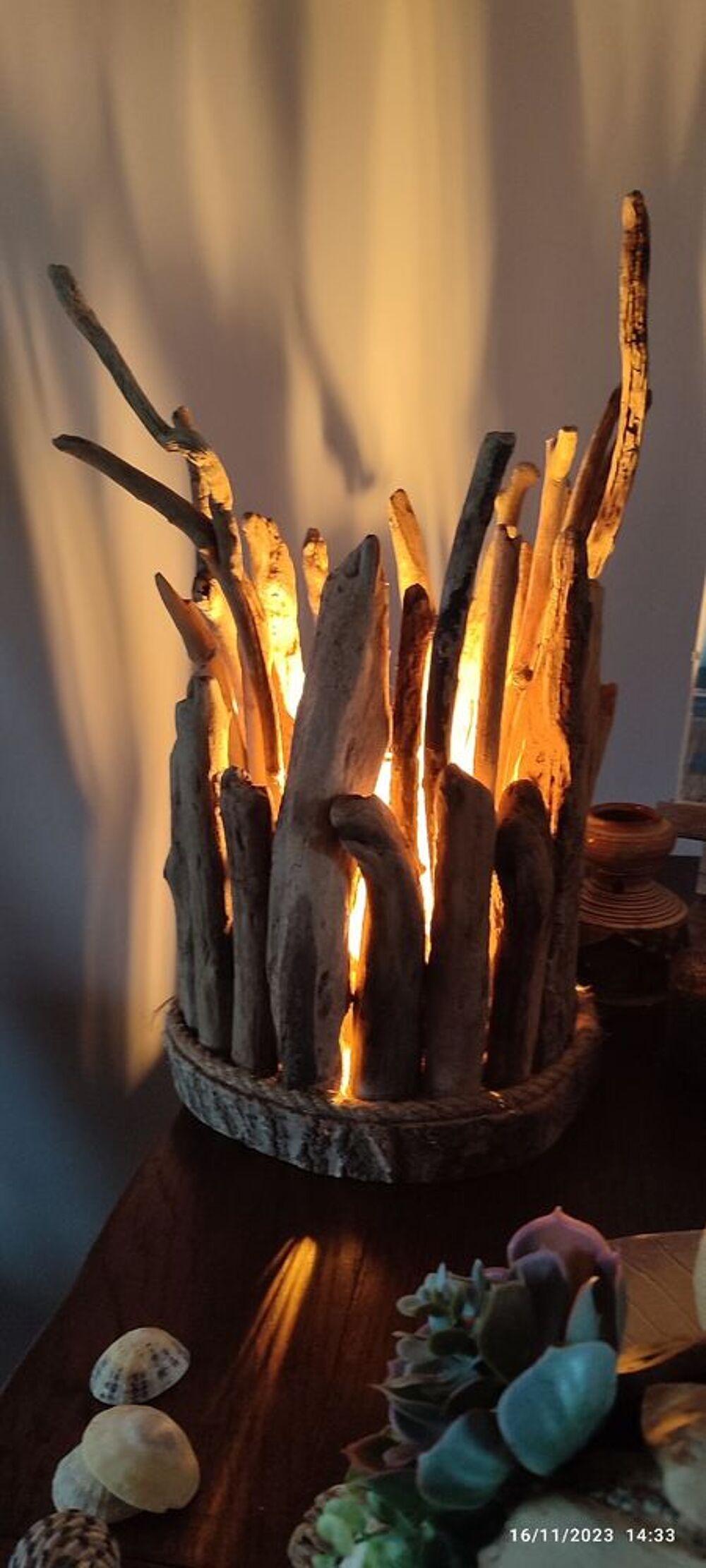 lampes en bois flott&eacute; Décoration