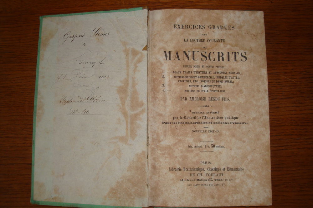 Livre ancien edition rare Lecture courante des manuscrits Livres et BD