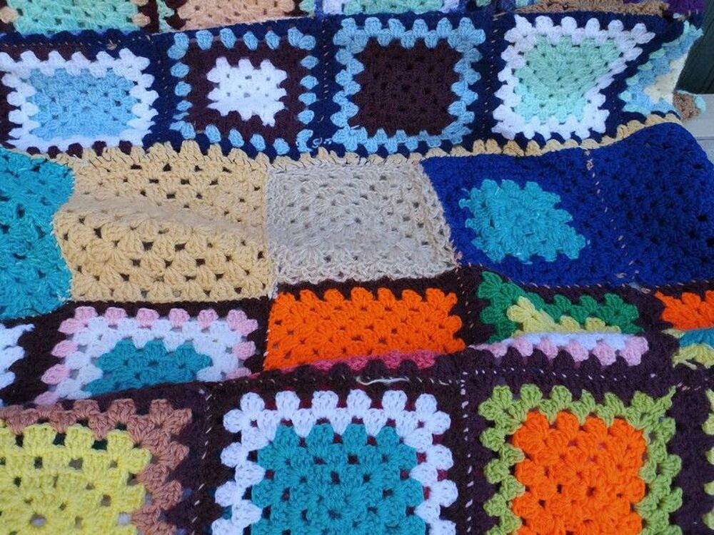 Plaid Patchwork Crochet Laine Boh&egrave;me Vintage 
Décoration