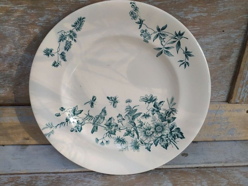 Assiette Terre de Fer Fa&iuml;ence de Longwy Mignon Oiseaux Décoration