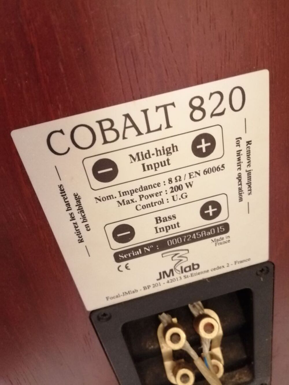 Paire d'enceintes colonnes JMLAB COBALT 820 Audio et hifi