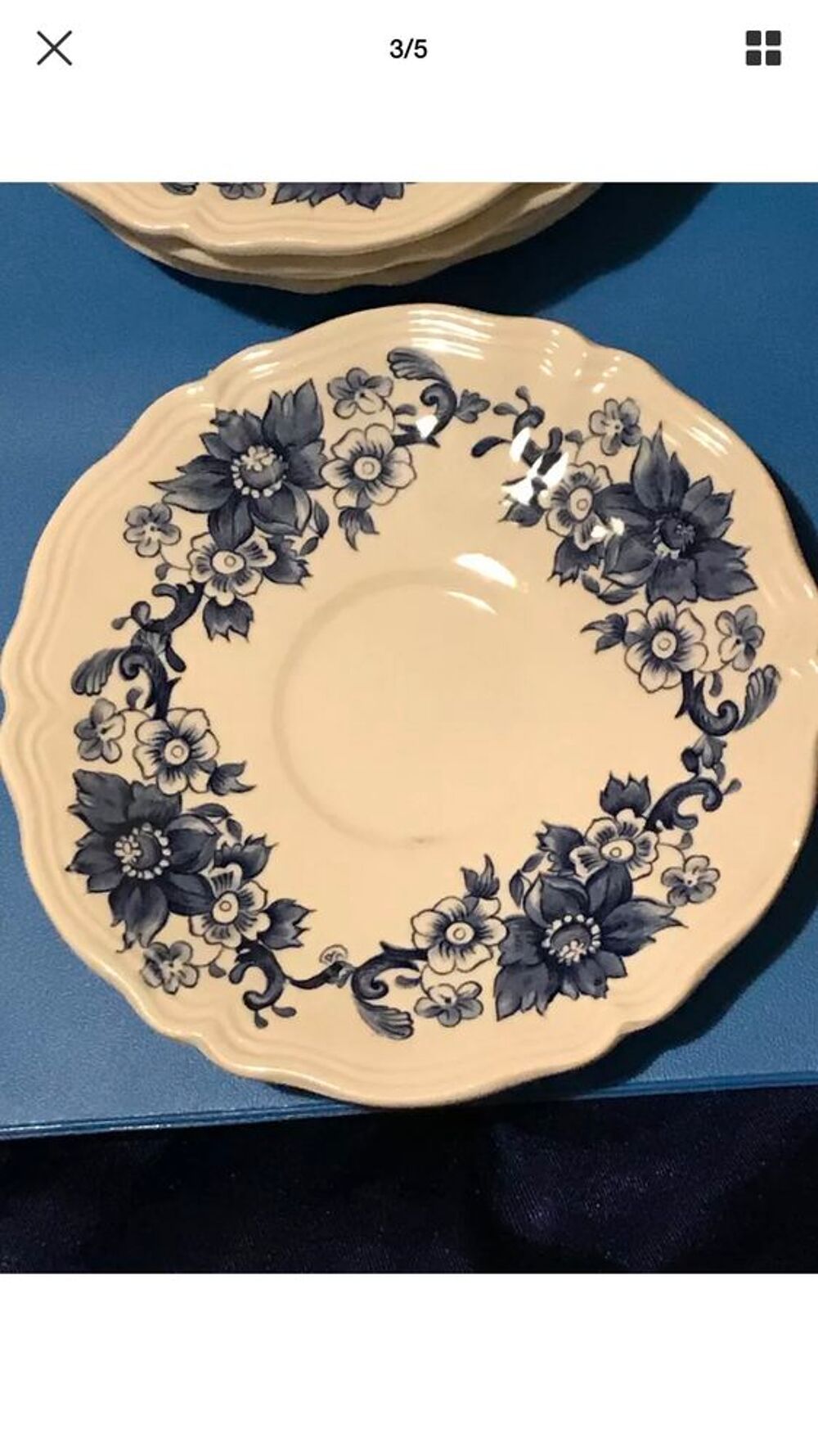lot de 6 assiettes &agrave; dessert ancienne en porcelaine Sarreguemine du XXeme si&egrave;cle 