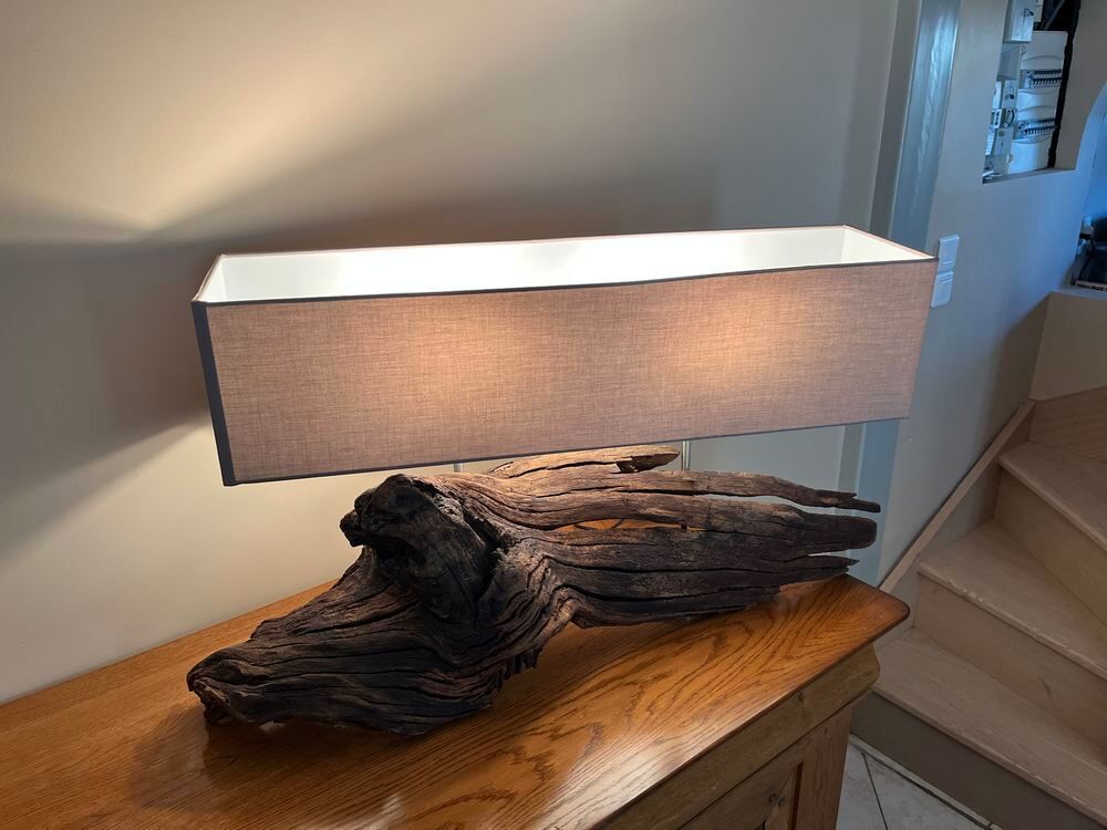 Lampe bois flotter de mer. Double lumi&egrave;re.&iuml;&iquest;&frac14; Décoration