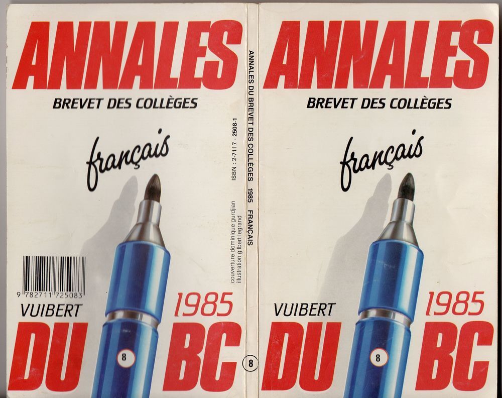 Annales brevet des coll&egrave;ges Fran&ccedil;ais 1985 Livres et BD