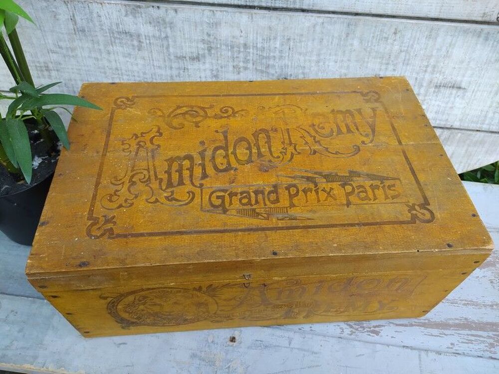 Ancienne Boite Publicitaire Bois Amidon R&eacute;my Lion 
