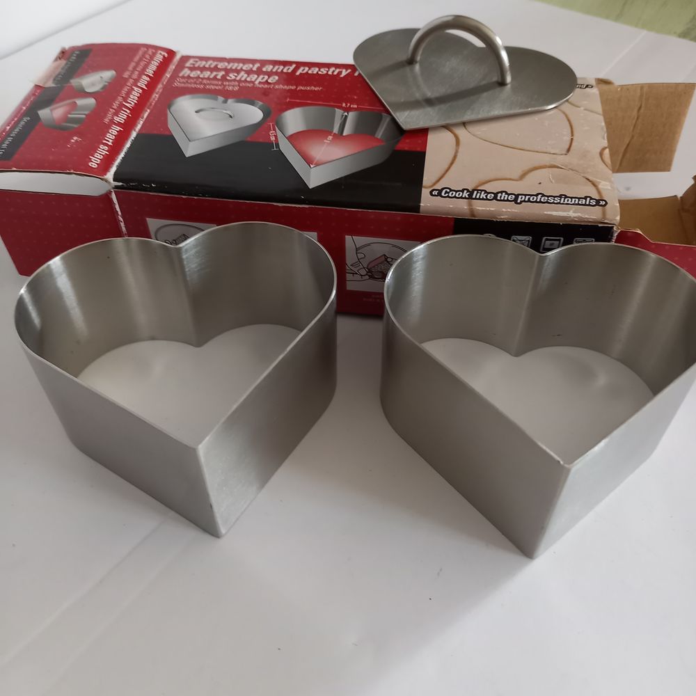 Ensemble de 2 moules en forme de coeur, en inox 18/8 Bricolage