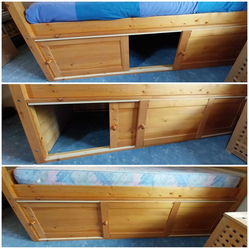 Lit enfant / ado en pin avec coffre rangement Meubles