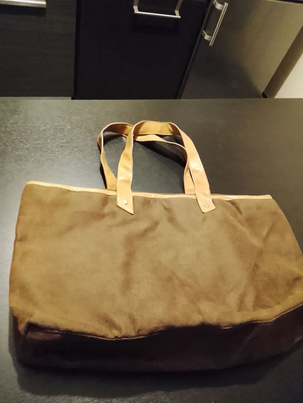 Grand sac beige fonc&eacute; Maroquinerie