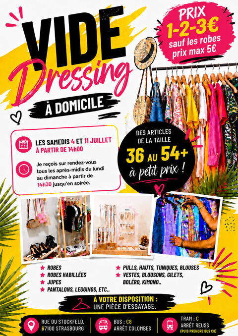 VIDE DRESSING à domicile les samedis 4 et 11 juillet 2026 Strasbourg (67)