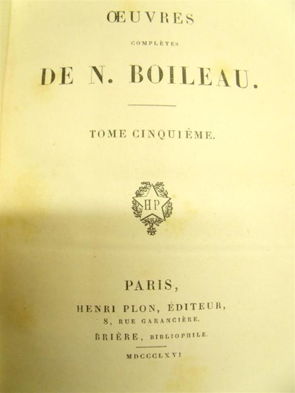 BOILEAU - 5 tommes de 1866 Livres et BD
