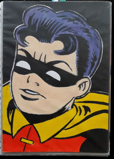 peinture - robin batman - sur papier aquarelle - format A4 - 4 Fougères (35)