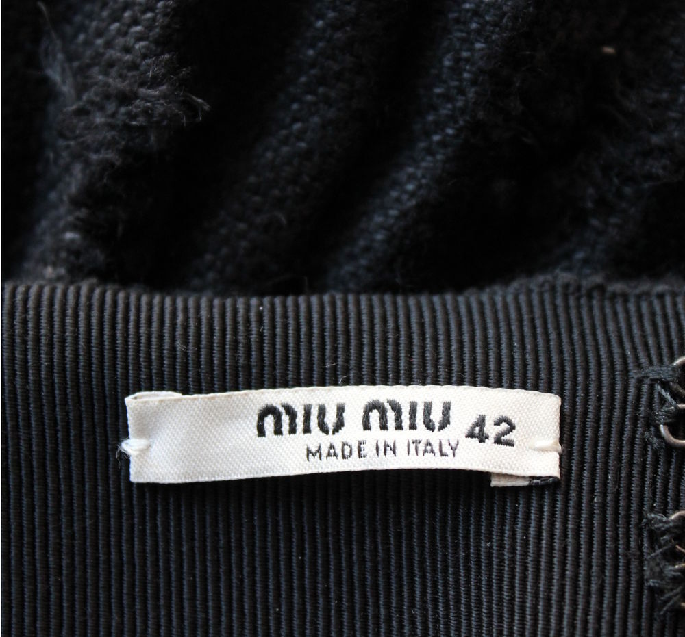Jupe pliss&eacute;e noire MIU MIU distressed skirt T.38 Vêtements