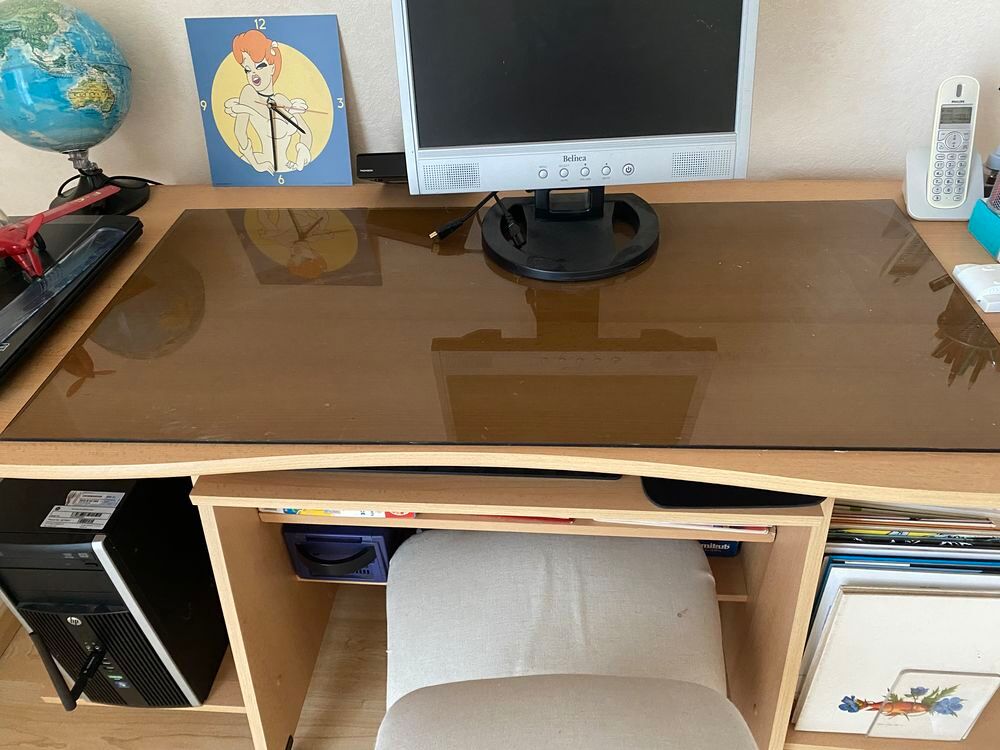 Dessus de bureau en verre tremp&eacute; Meubles