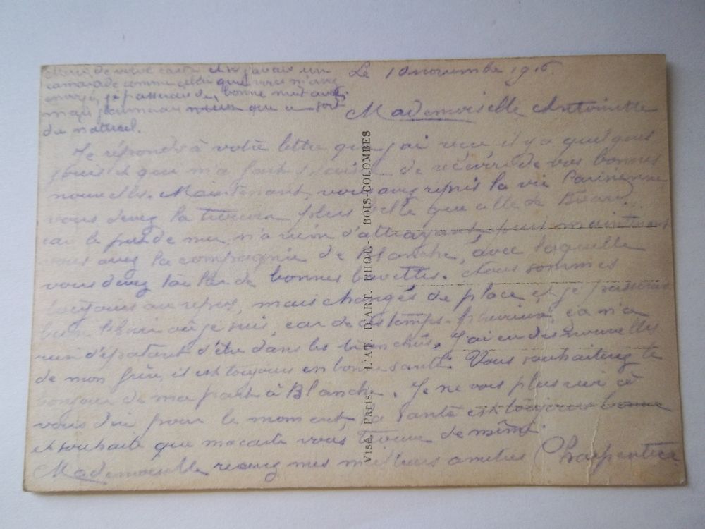 carte 1916 poilu document militaire collection 