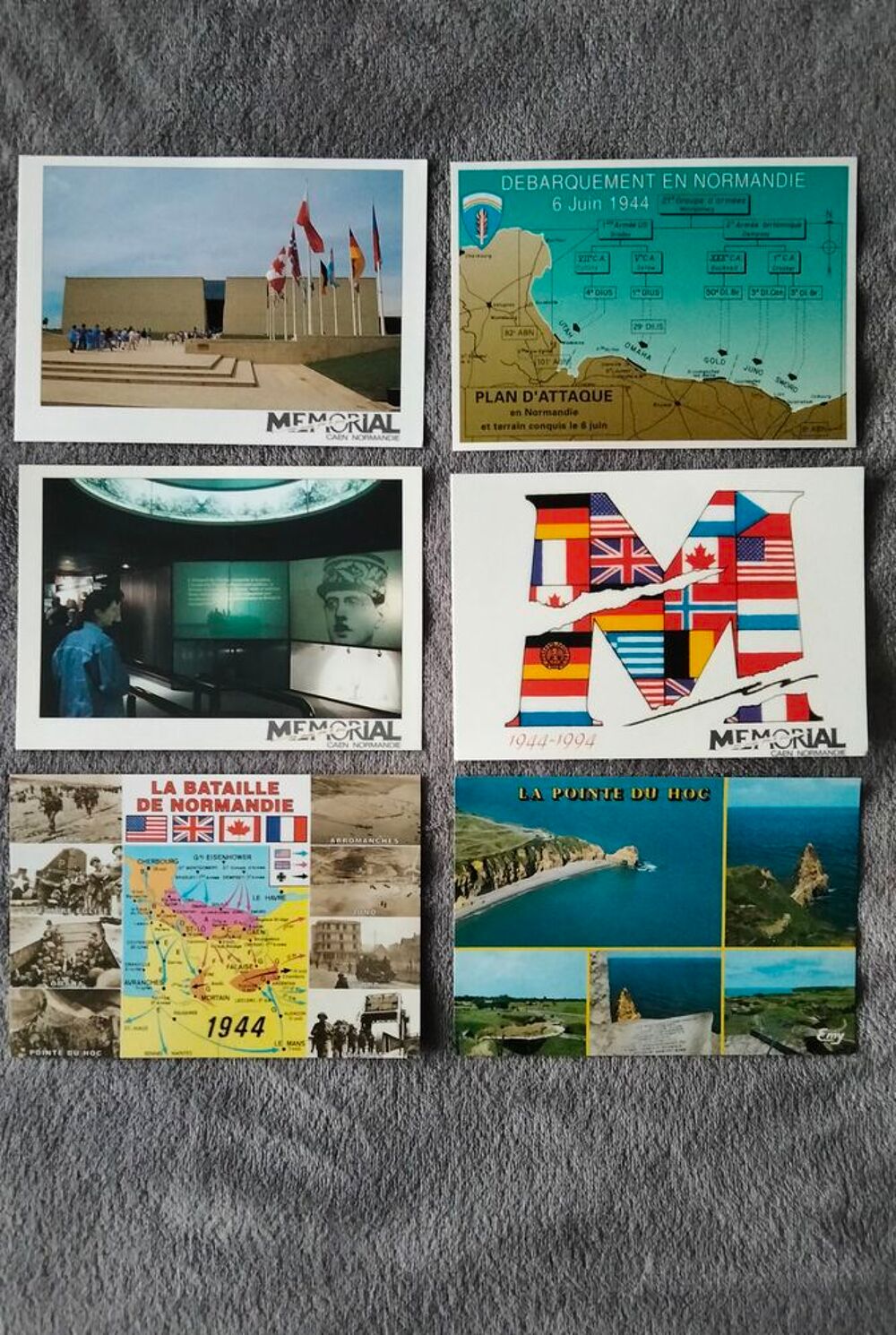 Lot 6 cartes postales touristiques D&eacute;barquement Normandie 