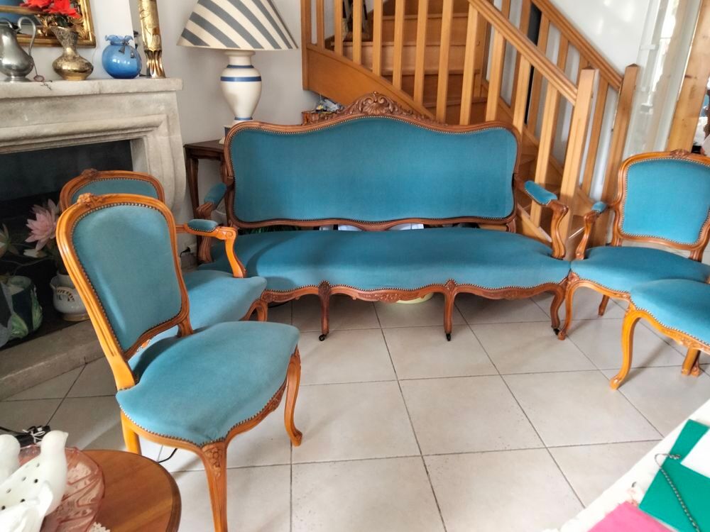 
SALON VELOURS BLEU Meubles