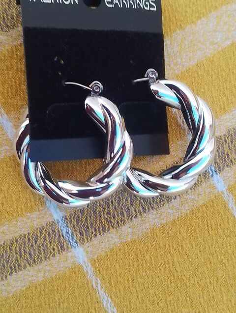 Boucles d'Oreilles Croles Tresses Fantaisie Hauteur 3,5 cm 7 La Fert-Alais (91)