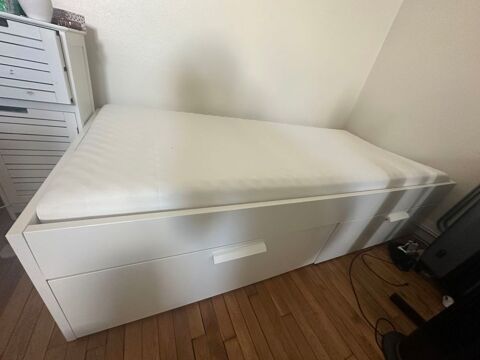 Lit simple avec 2 tiroirs + matelas €  Excellent état Boulogne-Billancourt (92)