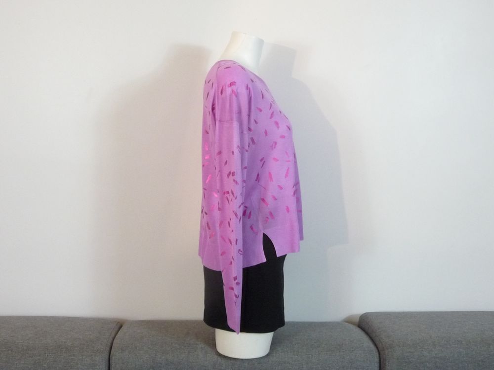 Pull L&eacute;ger Rose avec des Traits Rose Fushia Brillant- Zara Vêtements