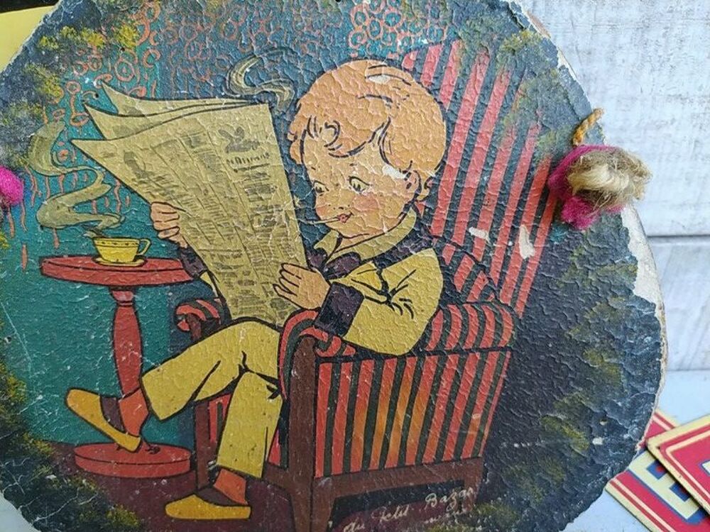 Publicit&eacute; Litho sur Bois Enfant Au Petit Bazar Argenton 