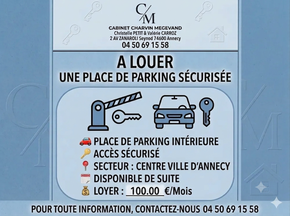 Location Parking/Garage A LOUER - Garage sécurisé en sous sol - Centre ville d'Annecy Annecy