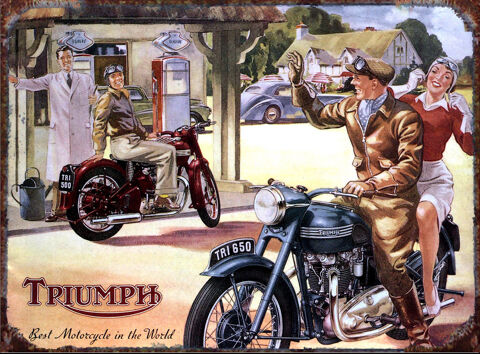 30 X 20 Plaque Acier vintage D�co Moto Triumph Station 6 Sain-Bel (69)