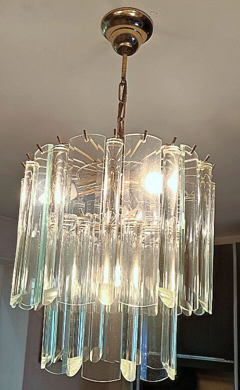 Lustre Vintage en verre plat et barres Saint-Étienne-de-Montluc (44)