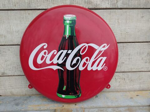 Plaque Coca Cola Tôle Ronde Vintage 1990-2000 110 Loches (37)
