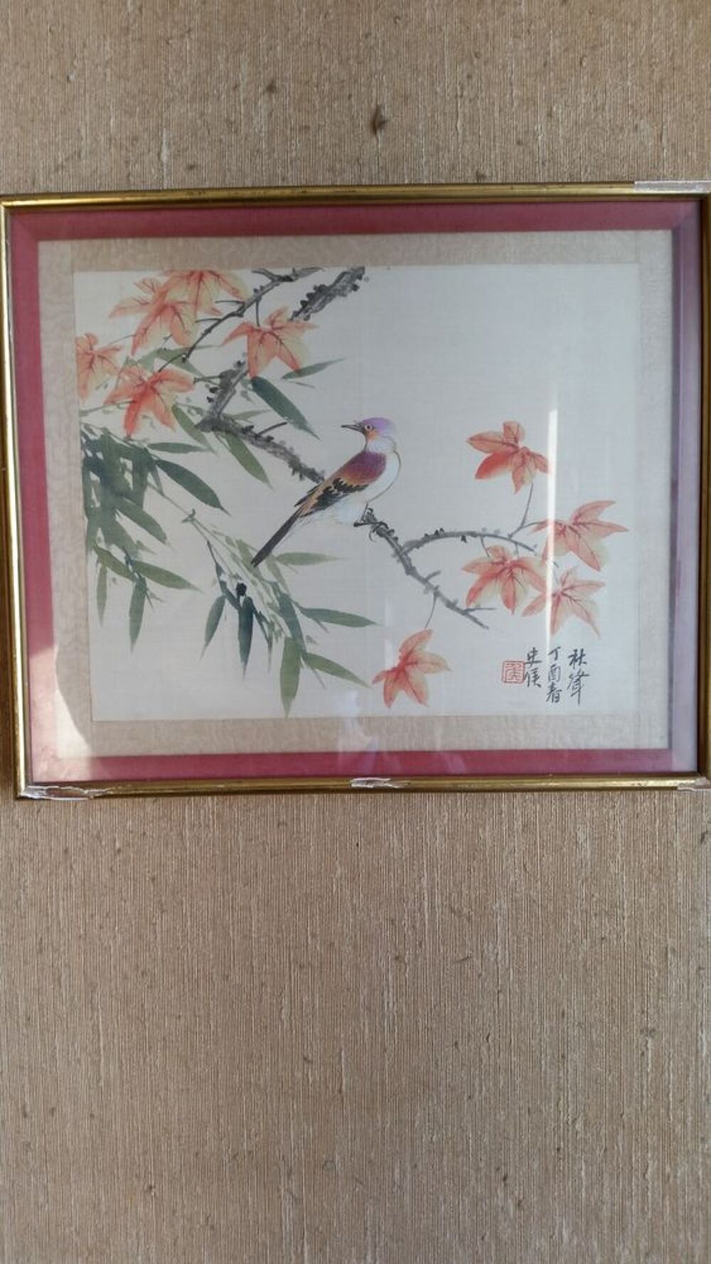 Tableau peinture sur soie CHINOIS Décoration