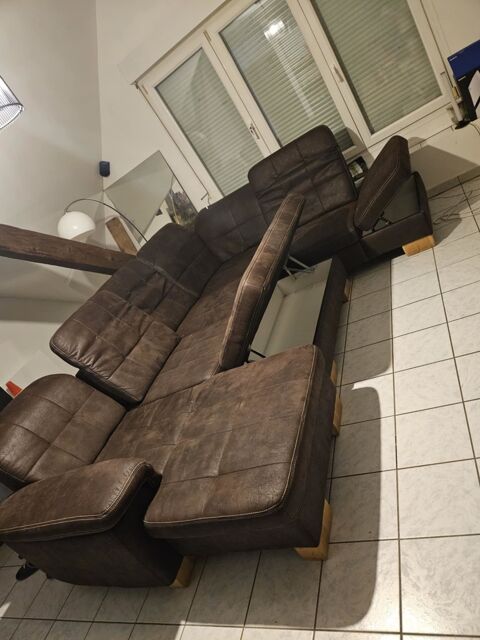Canap� d'angle inclinable en cuir marron 700 R�mering (57)