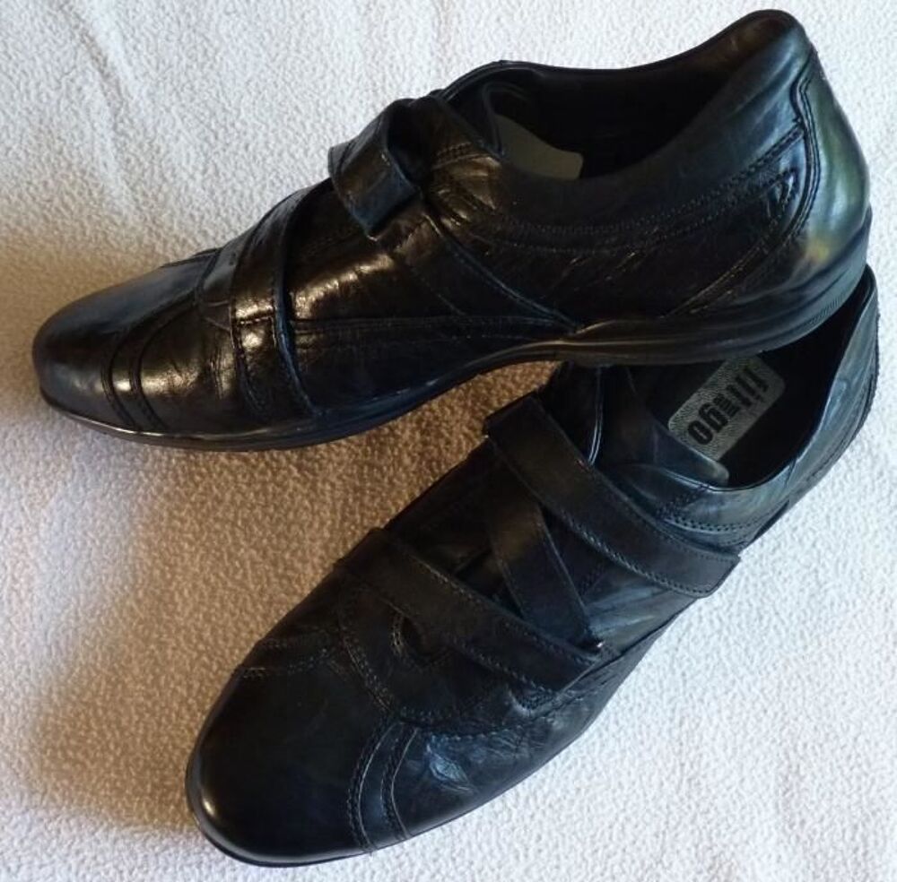 Derbies Fit and Go pointure 47 en cuir noir Chaussures
