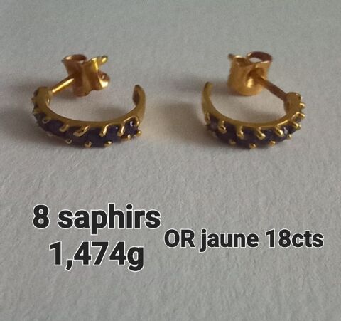 CR�OLES OUVERTES OR 18 CARATS SAPHIRS 160 Nogent-sur-Marne (94)