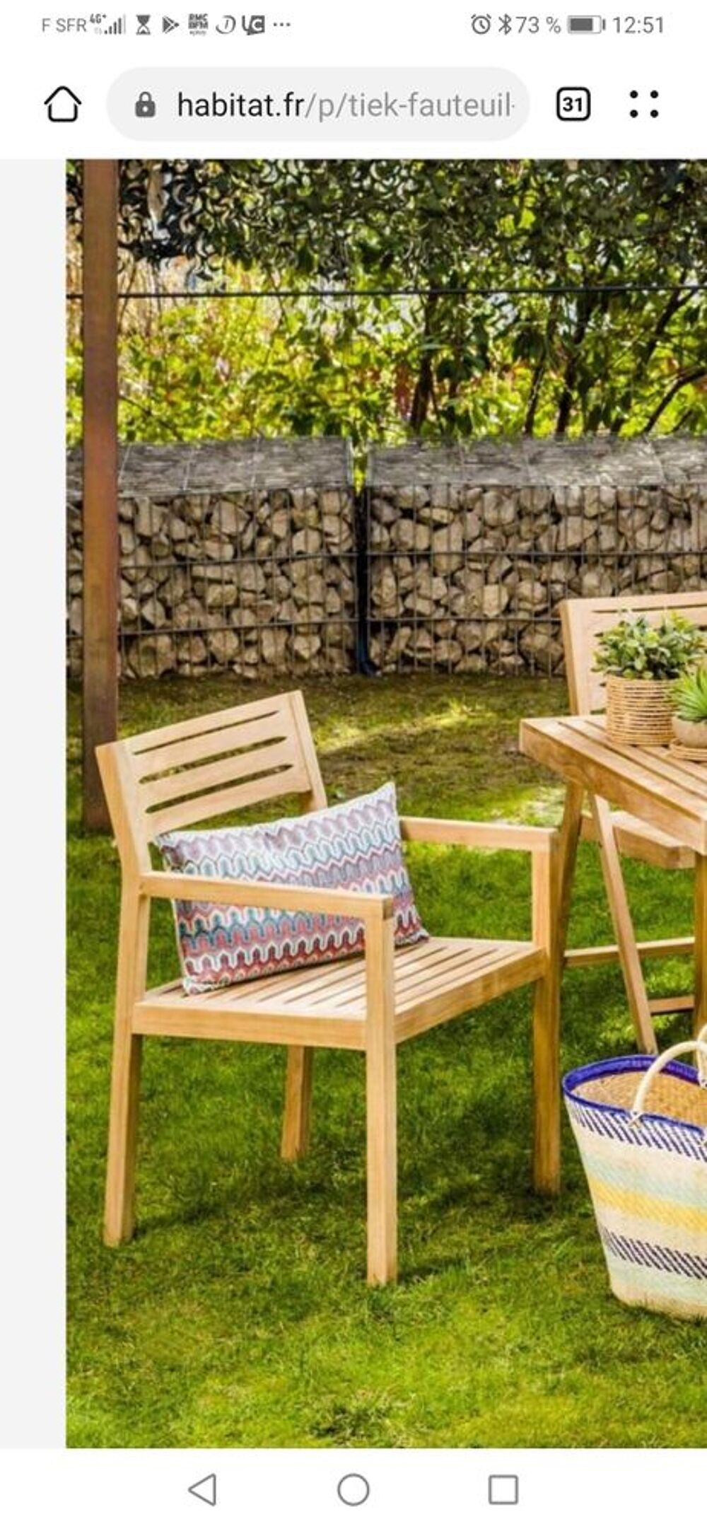 12 Fauteuil jardin teck habitat 80 euros Jardin