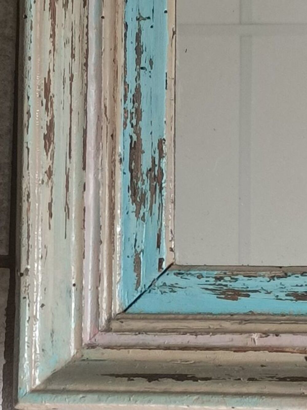 Miroir Cadre bois massif pastel patin&eacute; 0923053 ancien Décoration