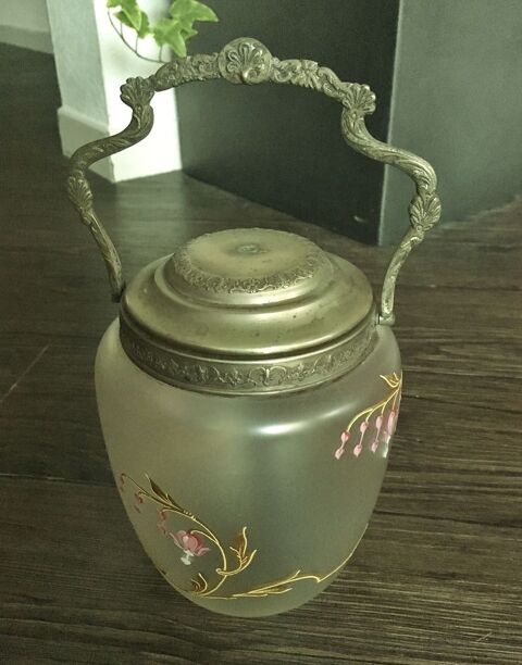 Tr�s ancien Seau pot � biscuits verre et m�tal.Tr�s bon �tat 115 Gujan-Mestras (33)