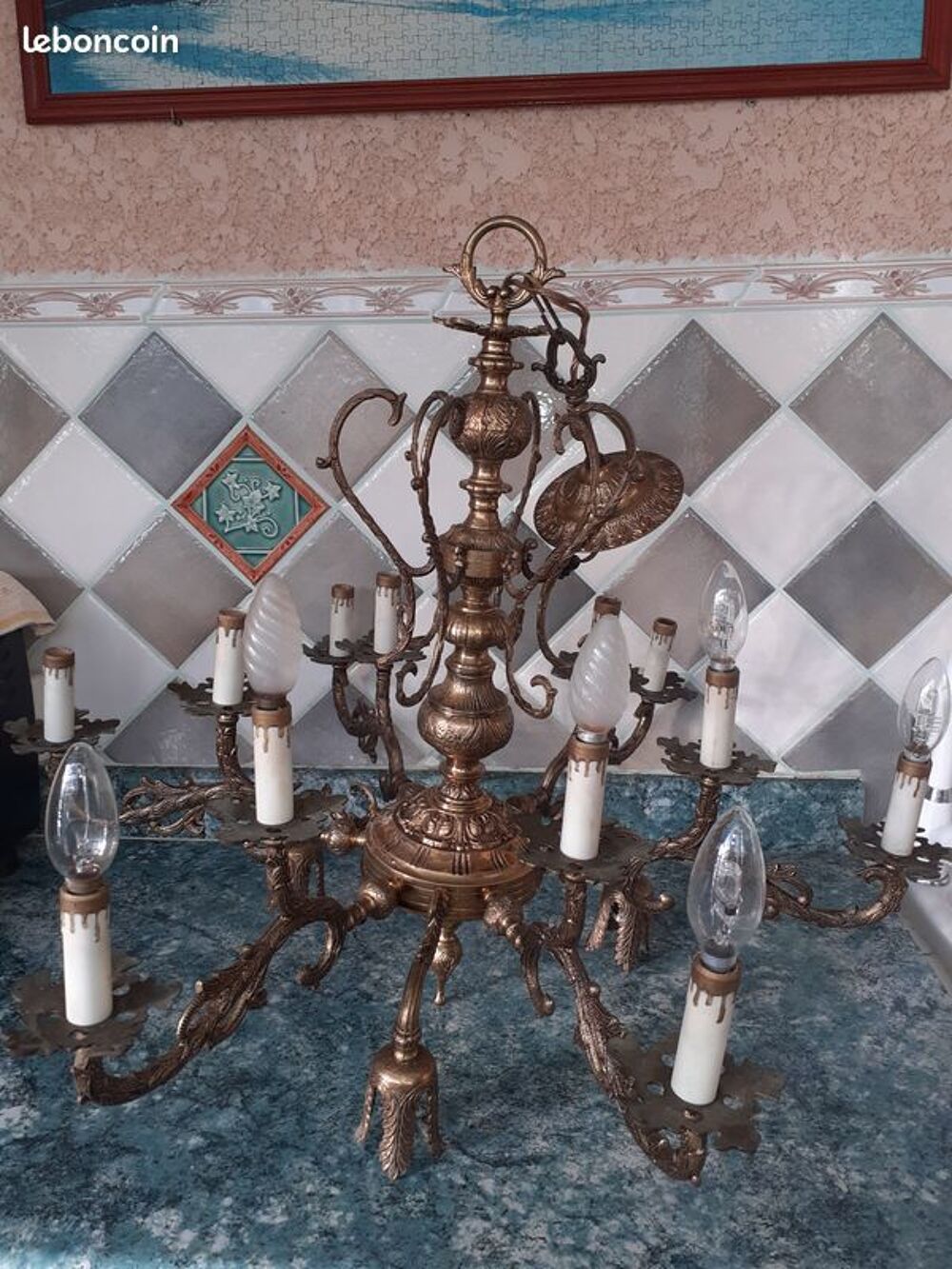 ancien lustre en laiton Décoration