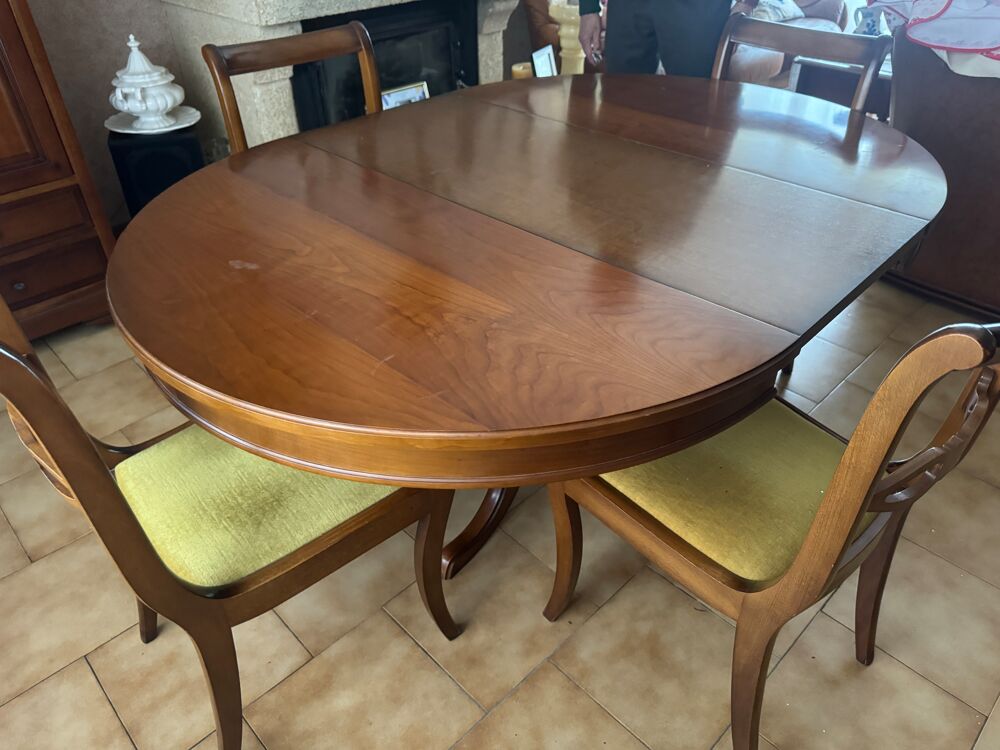 Ensemble Table Salle &agrave; Manger en Merisier + 6 Chaises - Diam Meubles