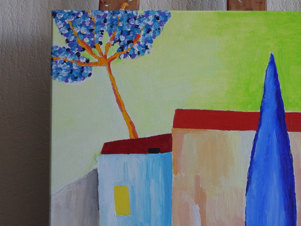 Tableau acrylique sur toile - Village ard&eacute;chois Décoration