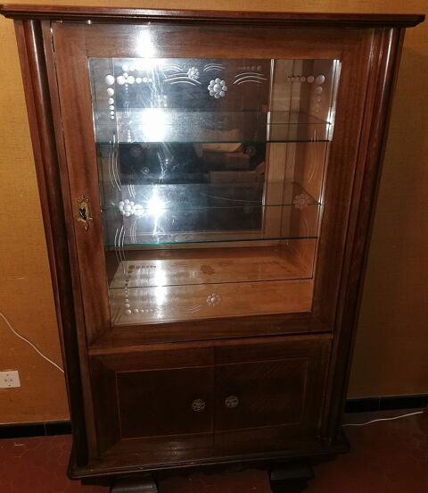 Buffet ancien bois vitrine sur fond miroir 180 Lescure (09)