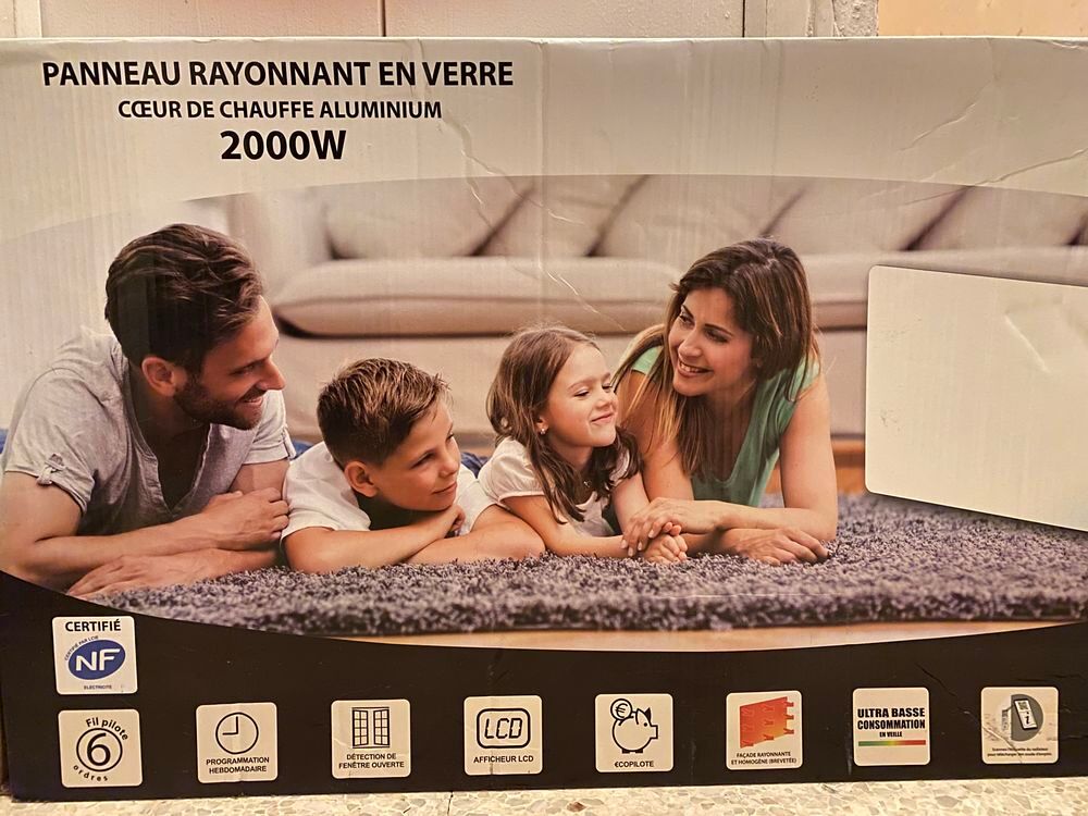 Panneau rayonnant en verre 2000 W- NEUF - Facture Electroménager