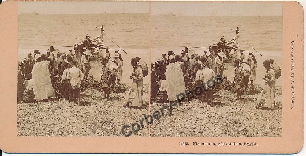 &Eacute;GYPTE ALEXANDRIE Fishermen Alexandria Photographie St&eacute;r&eacute;o 