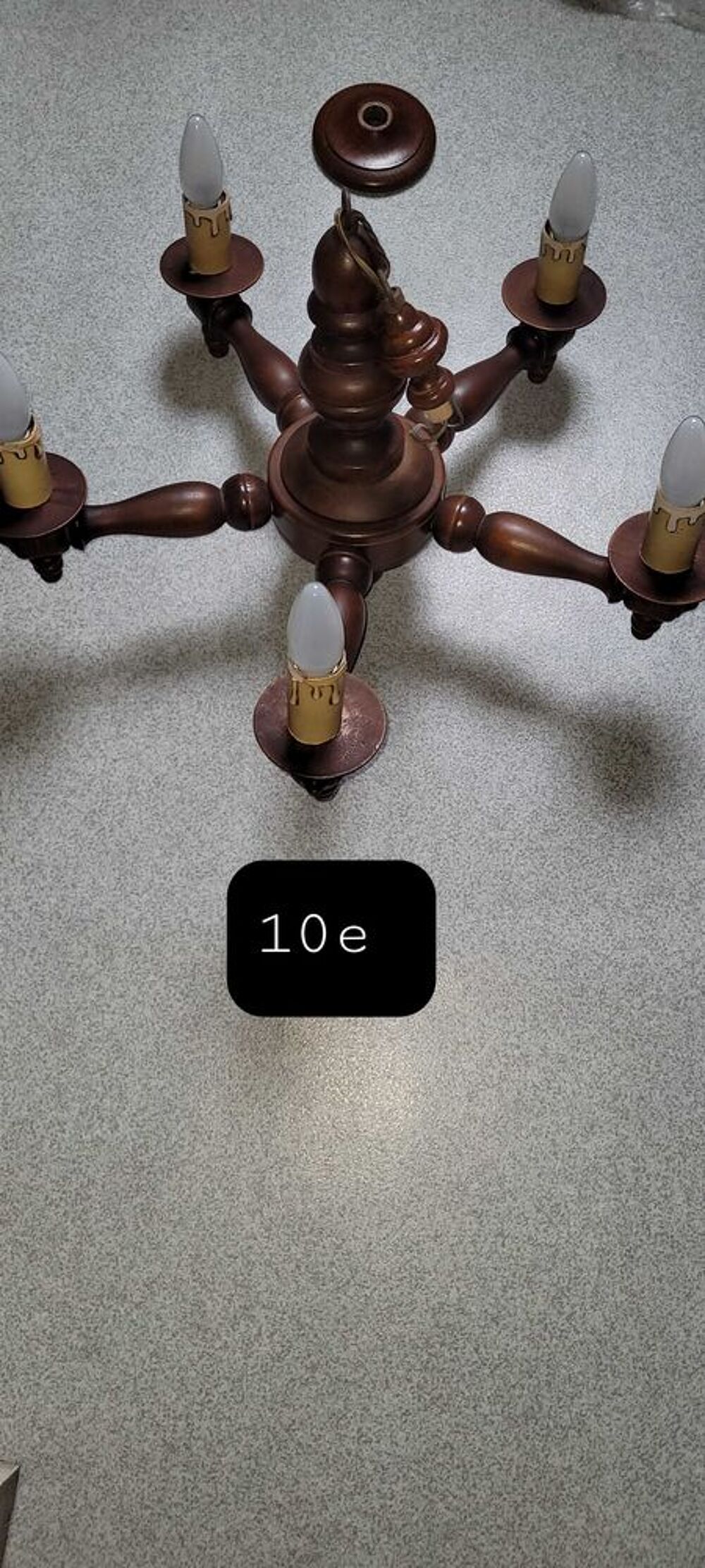 lustre en bois avec ampoules tbe Décoration