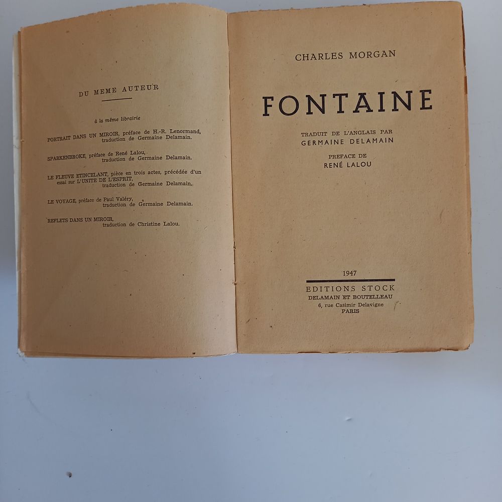 Fontaine , Charles Morgan, 1947, d&egrave;s questions philosophiqu Livres et BD