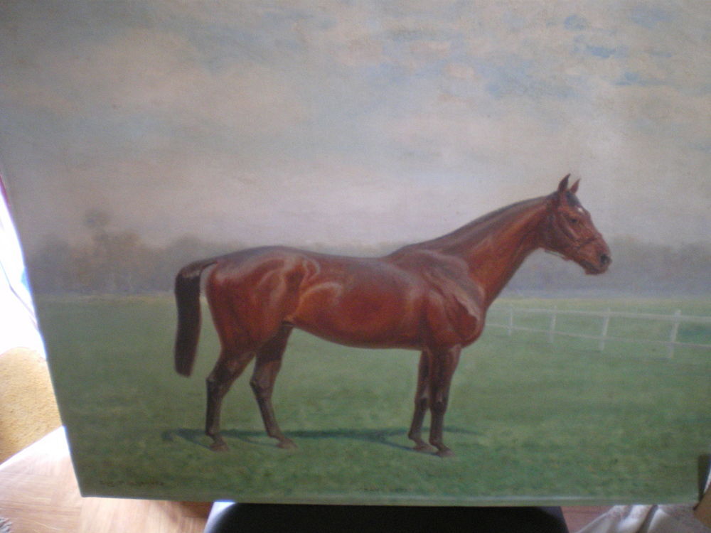 Huile sur toile de Eug&egrave;ne PECHAUBES. Cheval Bank Notes. 