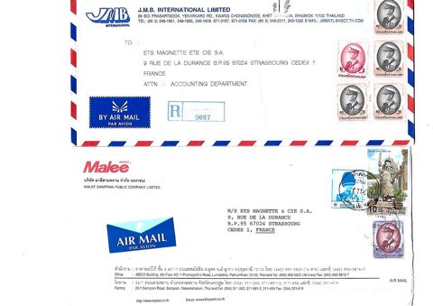 Timbres sur enveloppes de différents Pays 0 Mulhouse (68)