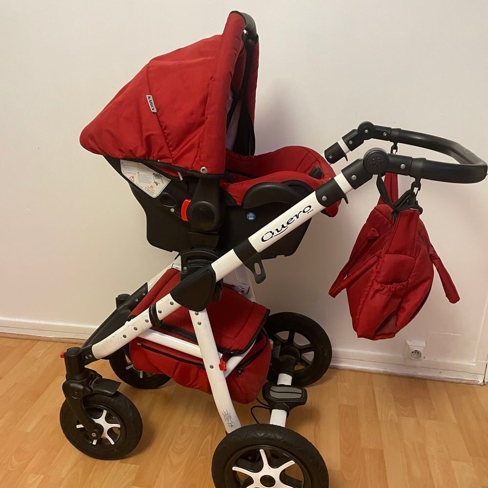 Poussette 3 en 1 bordeaux rouge Pu�riculture