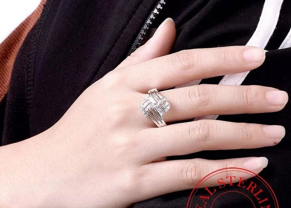 Bague argent rhodie sterling Bijoux et montres